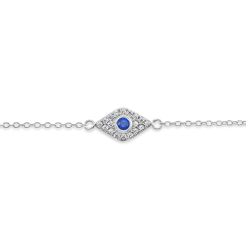 Sterling Silver Cubic Zirconia Evil Eye Bracelet