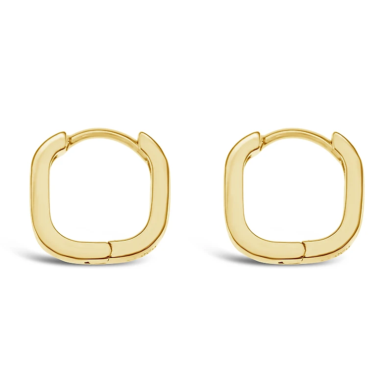 Gold Plated Sterling Silver Plain Square Huggies 143543