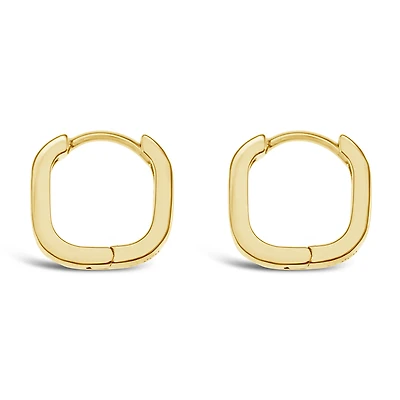 Gold Plated Sterling Silver Plain Square Huggies 143543
