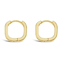 Gold Plated Sterling Silver Plain Square Huggies 143543