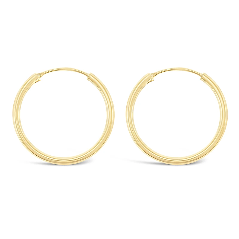 Gold Plated Sterling Silver Plain 25mm Hoops Earrings 141790