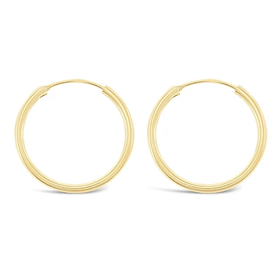 Gold Plated Sterling Silver Plain 25mm Hoops Earrings 141790