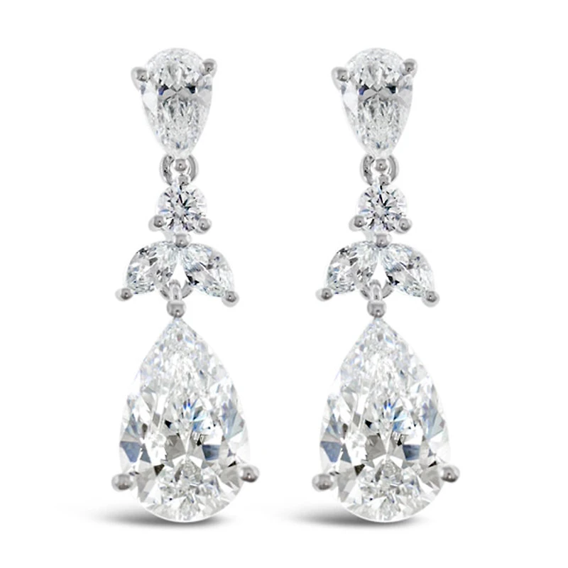Sterling Silver Cubic Zirconia Tear Drop Earrings