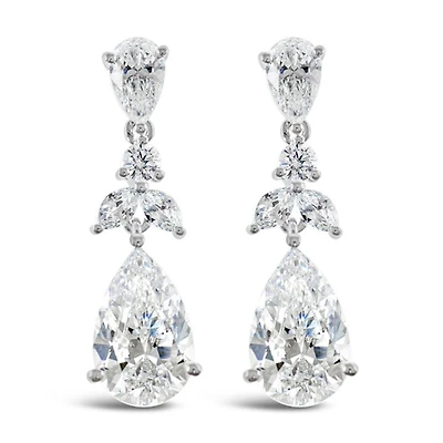 Sterling Silver Cubic Zirconia Tear Drop Earrings