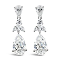 Sterling Silver Cubic Zirconia Tear Drop Earrings