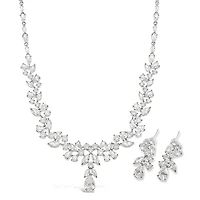 Bridal Silver Cubic Zirconia Necklace & Earrings Set