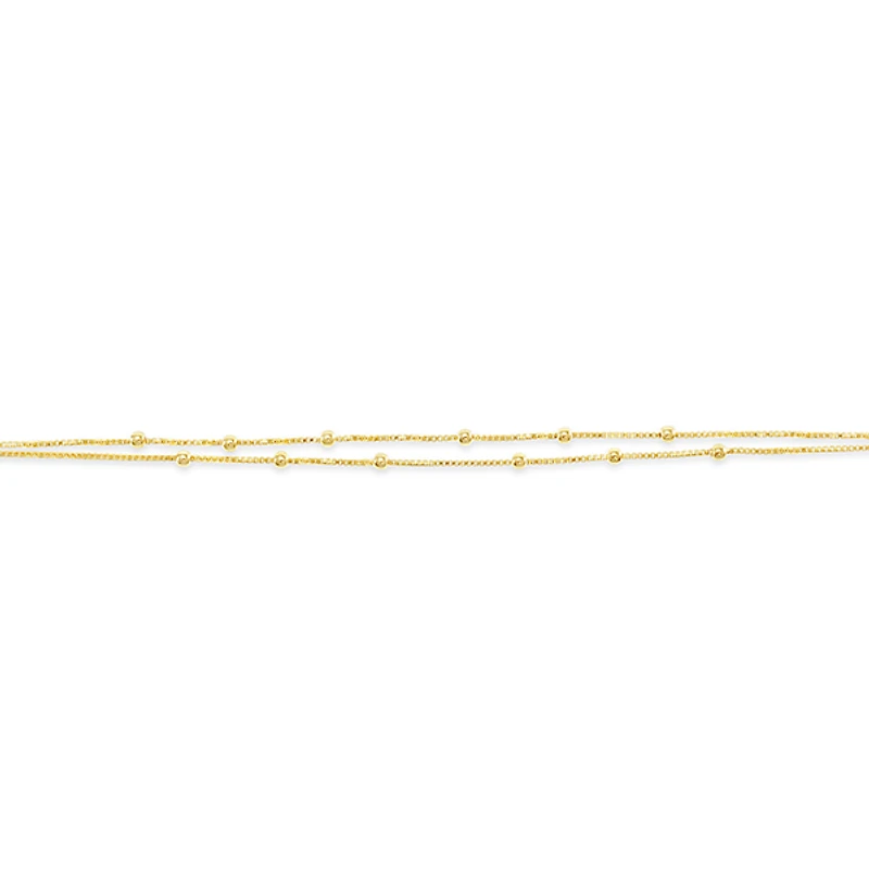 Gold Plated Sterling Silver Double Box Anklet 141825