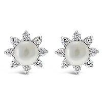 Sterling Silver Cubic Zirconia Pearl Earrings 143284