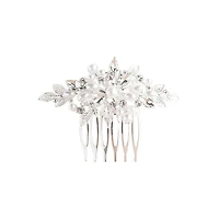 Bridal Silver Crystal Pearl Hair Comb 149467