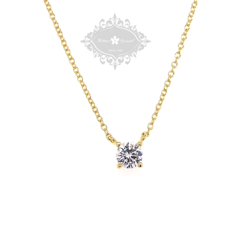 Gold Plated Sterling Silver Cubic Zirconia Round  8Heart 8Arrow Necklace 143473
