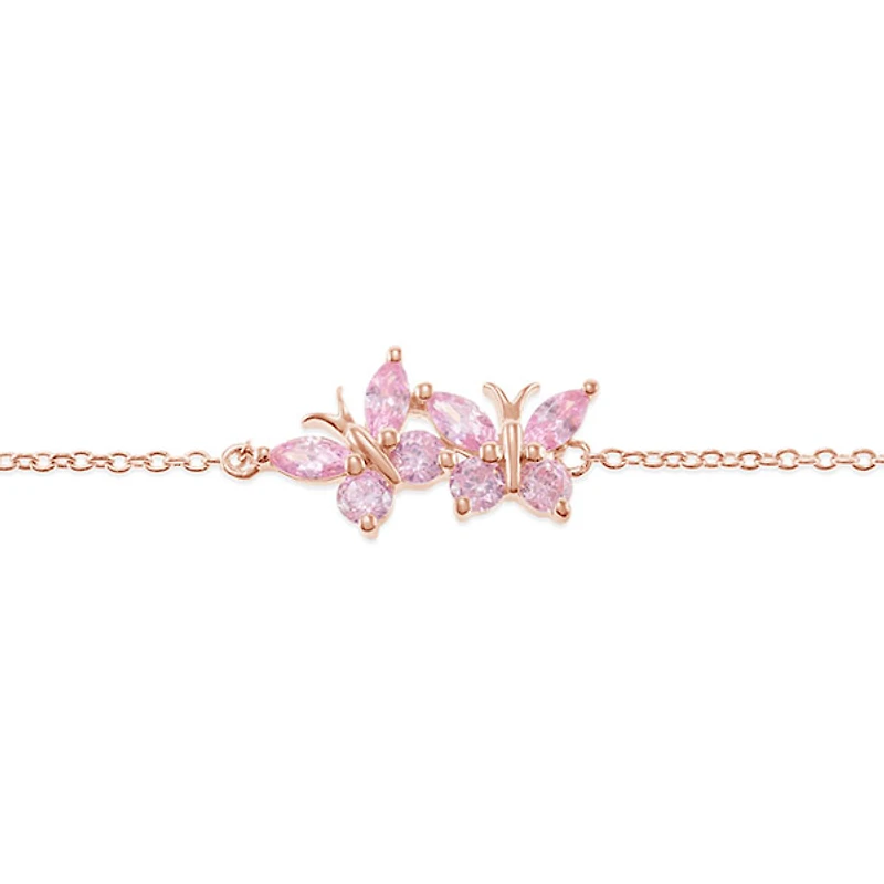 Rosegold Plated Sterling Silver Cubic Zirconia Butterfly Bracelet 146389