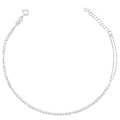 Sterling Silver Beads Box Chain Anklet 145104