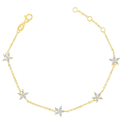 Gold Plated Sterling Silver Flower Cubic Zirconia Bracelet 153063