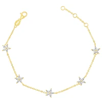 Gold Plated Sterling Silver Flower Cubic Zirconia Bracelet 153063
