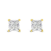 Gold Plated Sterling Silver Cubic Zirconia Princess Cut 7mm Studs 143343