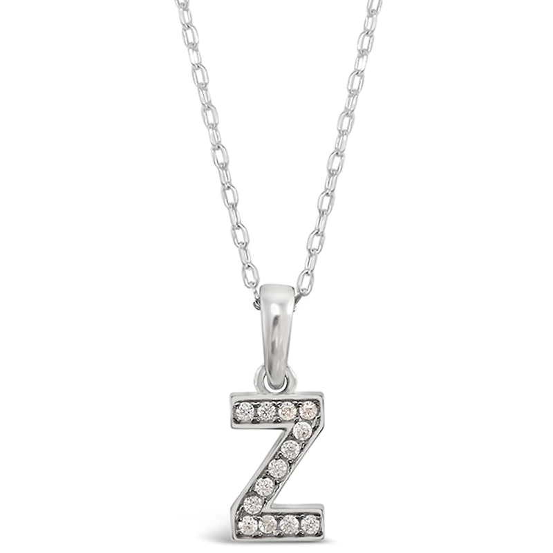 Sterling Silver Cubic Zirconia Initial Z Necklace 143372