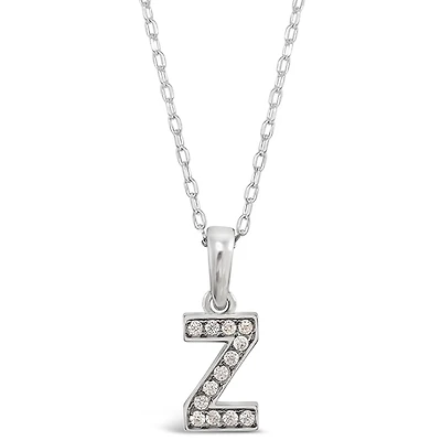 Sterling Silver Cubic Zirconia Initial Z Necklace 143372