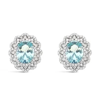 Sterling Silver Mint Oval Cubic Zirconia Earrings 153388