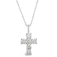 Sterling Silver Cubic Zirconia Cross Necklace 141132