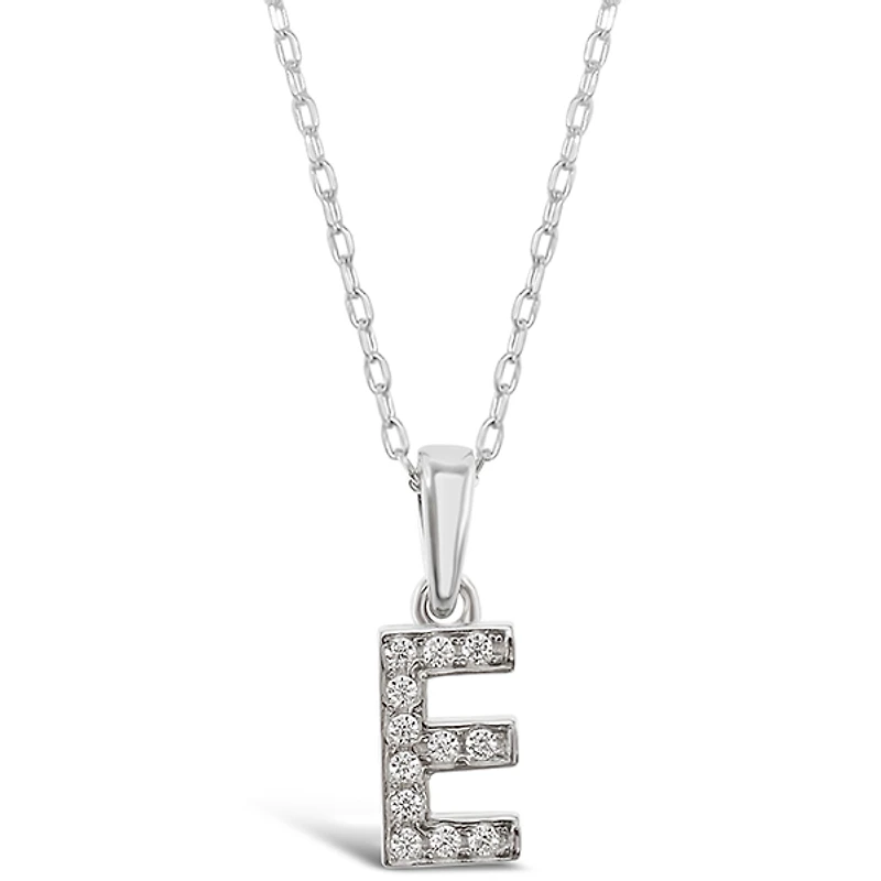 Sterling Silver Cubic Zirconia Initial E Necklace 135921