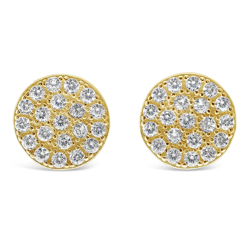 Yellow Gold Plated Sterling Silver Cubic Zirconia Earrings 129282