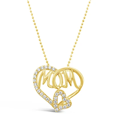 Gold Plated Sterling Silver Cubic Zirconia Mom Necklace