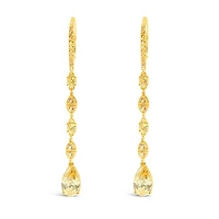 Gold Plated Sterling Silver Teardrop Yellow Cubic Zirconia Earrings 153415