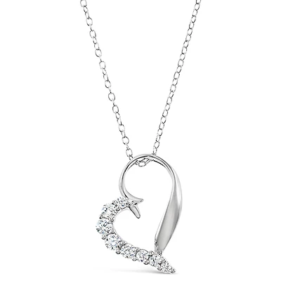 Sterling Silver Cubic Zirconia Heart Necklace