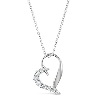Sterling Silver Cubic Zirconia Heart Necklace