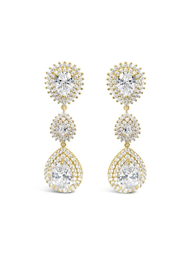 Bridal Silver Cubic Zirconia Tear Drop Earrings