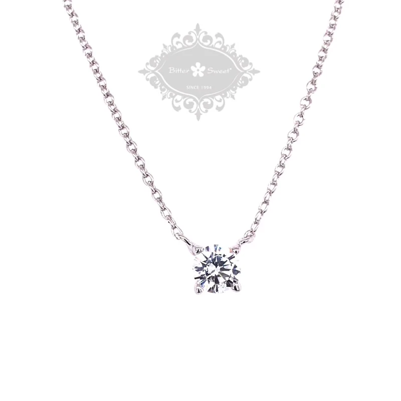 Sterling Silver Cubic Zirconia Round  8 Heart 8 arrow Cut 5mm Necklace 143472
