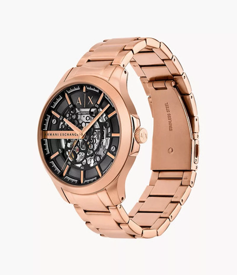 Armani Exchange Automatic Rose Gold-Tone Stainless Steel Watch 153939