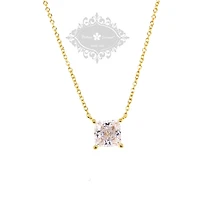 Gold Plated Sterling Silver Cubic Zirconia Princess Cut Necklace 143479