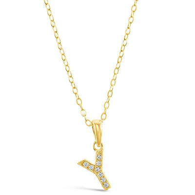 Gold Plated Sterling Silver Cubic Zirconia Initial Y Necklace 147951
