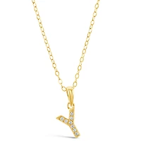 Gold Plated Sterling Silver Cubic Zirconia Initial Y Necklace 147951