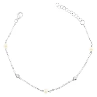 Sterling Silver Cubic Zirconia Pearl Bracelet