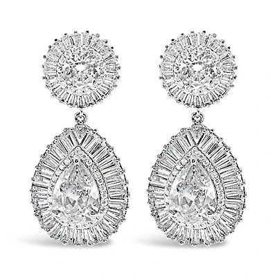 Bridal Silver Cubic Zirconia Tear Drop Earrings 127861