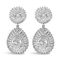 Bridal Silver Cubic Zirconia Tear Drop Earrings 127861