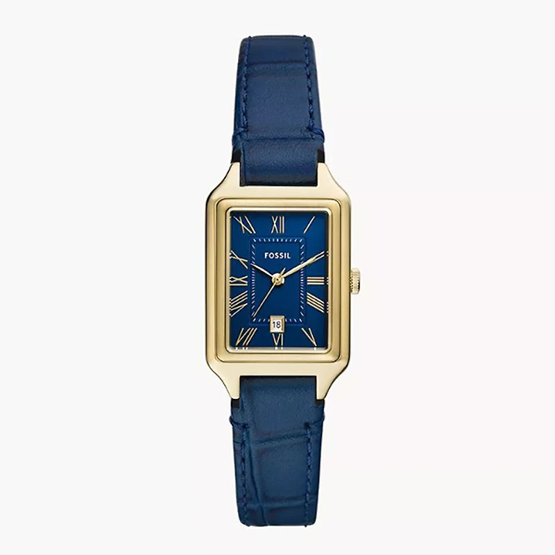 Fossil Raquel Three-Hand Date Navy Croco LiteHide Leather Watch 152904