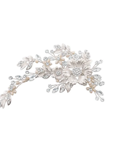 Bridal Silver Matte Flower  Hair Comb 138497