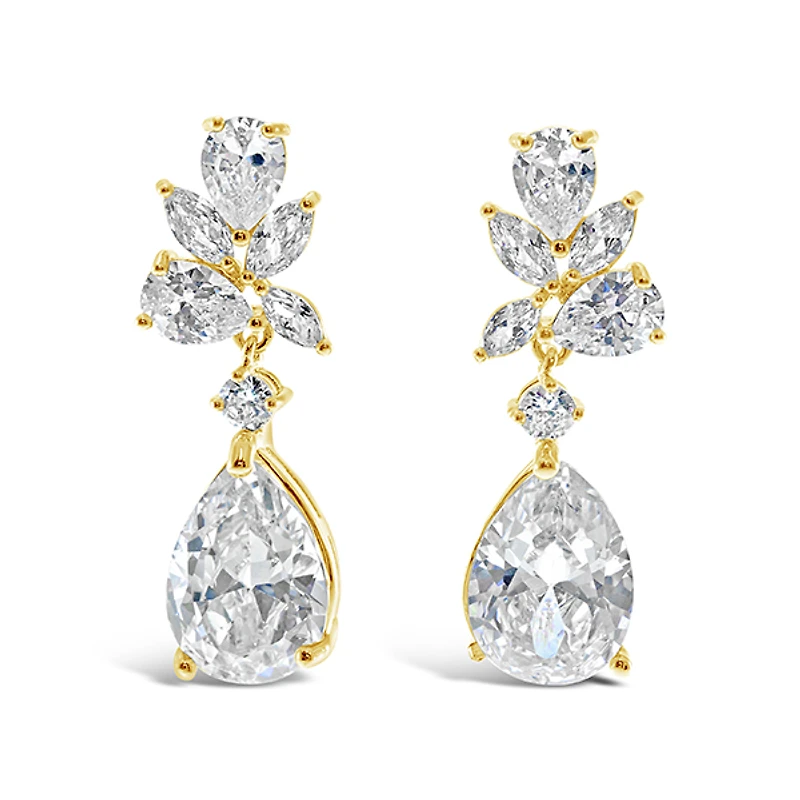 Gold Cubic Zirconia Tear Drop Earrings 137416