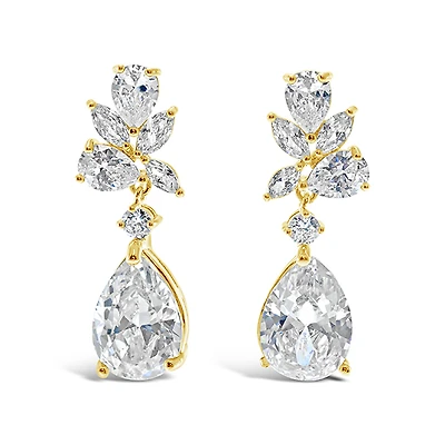 Gold Cubic Zirconia Tear Drop Earrings 137416
