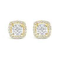 Gold Plated Sterling Silver Cubic Zirconia Square Stud 143466