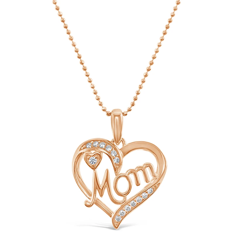 Rosegold Plated Sterling Silver Cubic Zirconia Mom Necklace 149143