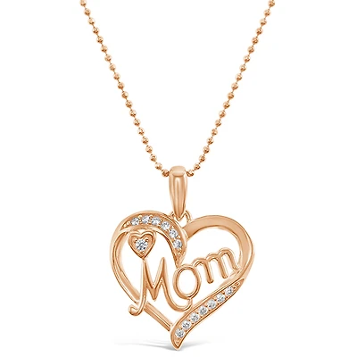Rosegold Plated Sterling Silver Cubic Zirconia Mom Necklace 149143