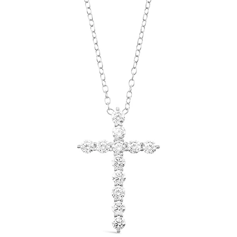Sterling Silver Cubic Zirconia Cross Necklace 144942