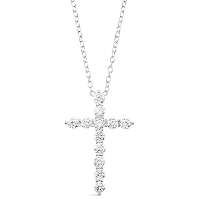 Sterling Silver Cubic Zirconia Cross Necklace 144942
