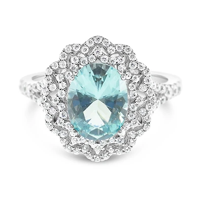 Sterling Silver Mint Oval Cubic Zirconia Ring 153391
