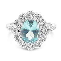 Sterling Silver Mint Oval Cubic Zirconia Ring 153391
