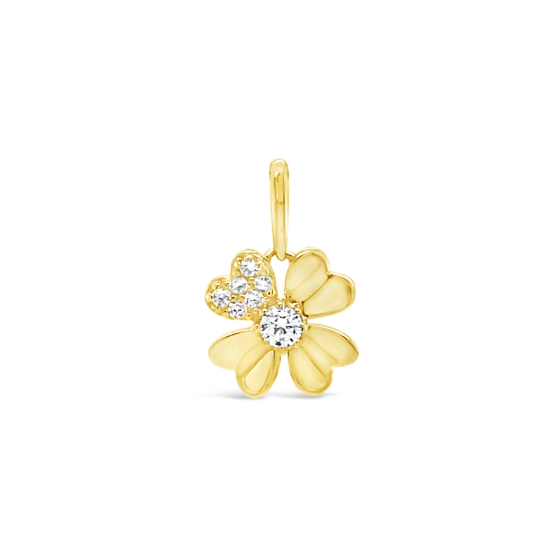 10k Yellow Gold Cubic Zirconia Flower Pendant